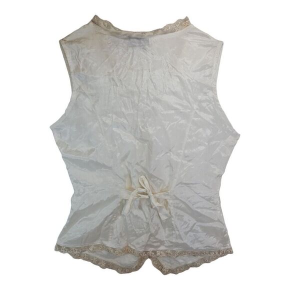 Vintage Ivory Lace Vest Size M David Hollis Collection Lined Tie Back - Picture 6 of 10